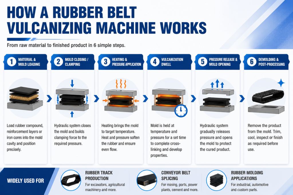 Key Components and Specifications of a Rubber Track and Conveyor Belt Vulcanizing Machine